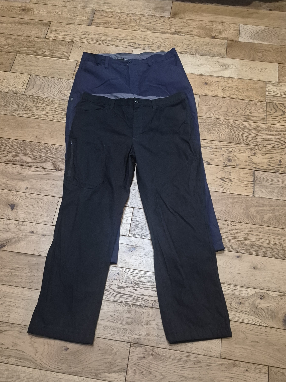 2 Pair Eddie Bauer Men’s 38x30 Fleece Lined Tech Pants Black Navy Outdoor